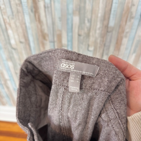 Asos 4 Pleated 100% Cotton Trouser Pant High Waisted Relaxed Wide Leg Minimalist - Picture 7 of 11